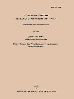 cover image of Untersuchungen über Vinylidenchlorid-Acrylsäureester-Mischpolymerisate